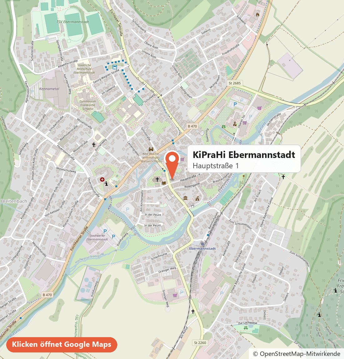Karte: KiPraHi Ebermannstadt, Hauptstraße 1 – öffnet die Adresse in Google Maps