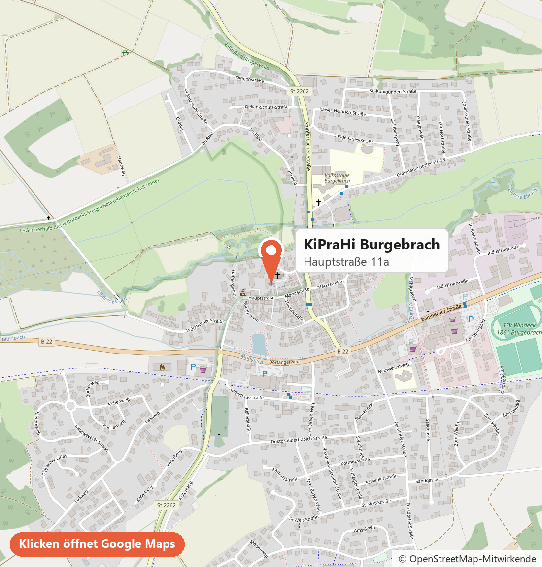 Karte: KiPraHi Burgebrach, Hauptstraße 11a – öffnet die Adresse in Google Maps