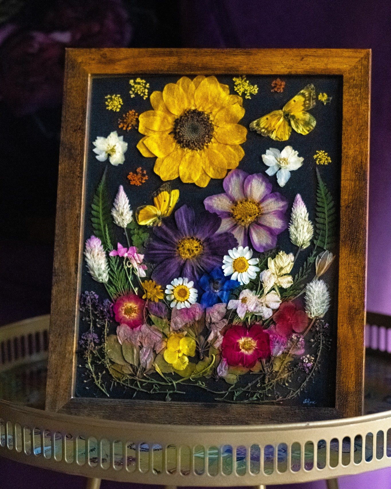This piece is very special to me because many of these flowers were hand-picked and pressed from my Mama's garden &ndash; a place almost as wild and wonderful as her own free spirit and warm, creative heart. 💜  Not to mention there are two real butt