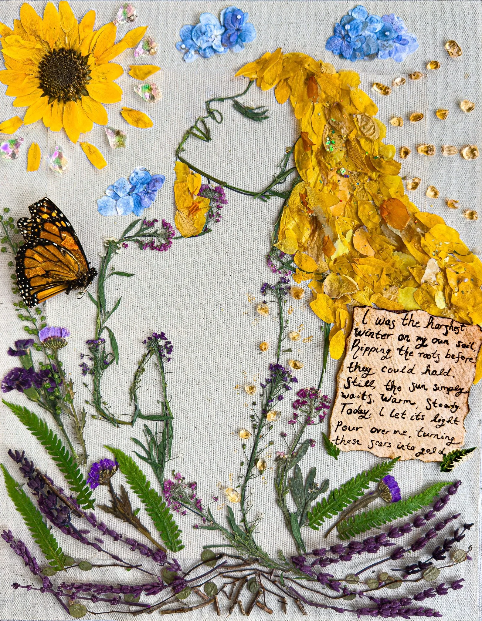 Finally finished this piece and I'm excited to share it with you guys! 🌿✨

It's a deeply personal project, and being able to weave my own personal writing into my visual art always means the world to me. Crafted on beautiful handmade paper, this pie