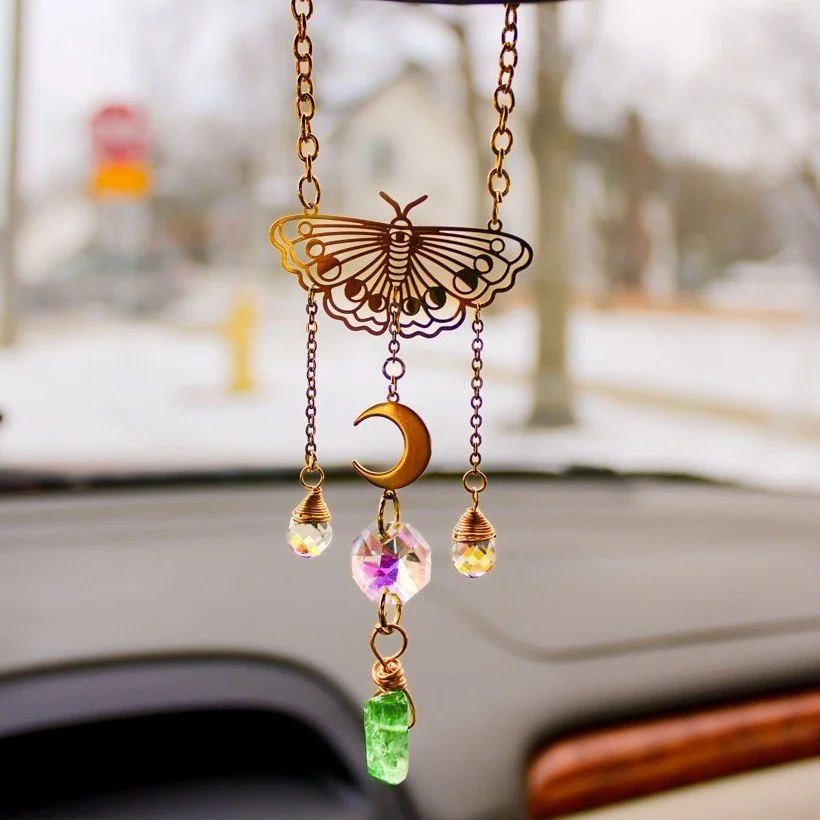 Adding some aesthetic and good energy to your daily commutes! ✨🚗 Been working on a whole collection of these little car charms, and lovin' it. 
Shop link in the bio! 💗🙏✨