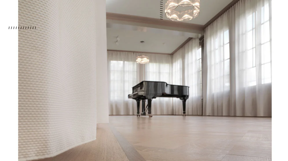 Die Akustik Vorhang Kollektion „Silent Space“ von Annette Douglas Textiles