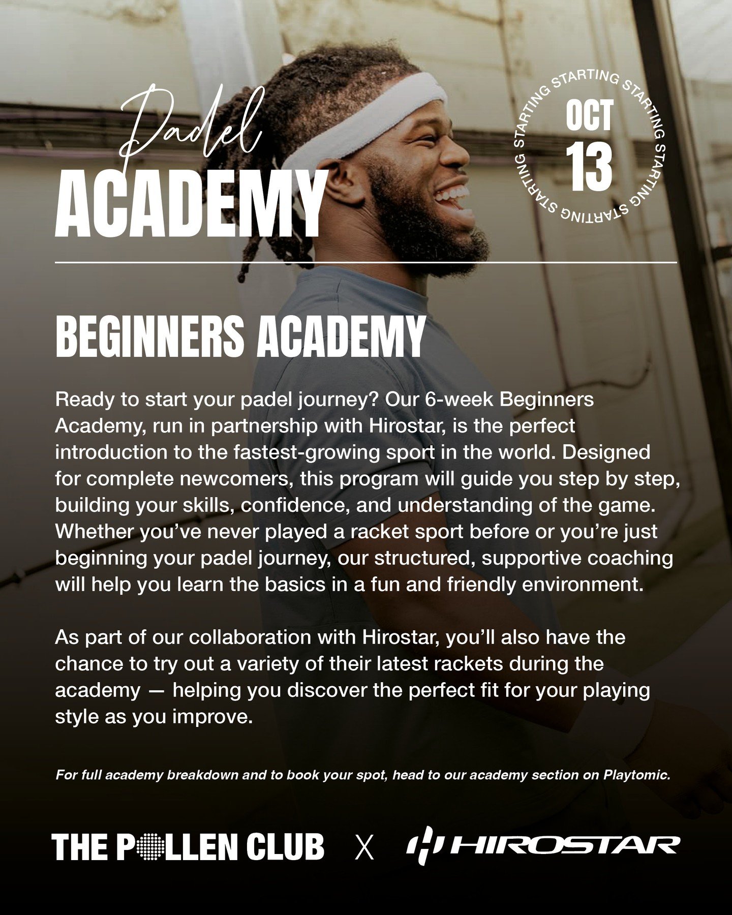 Bookings now open for our October Padel Academies!💥🎾

Fine-tune your game with great vibes and serious fun 💪🔥

🎾Padel training for all levels!
🎾Group sessions once a week for 6 weeks 
🎾Same group. Same time each week.
🎾A detailed academy plan