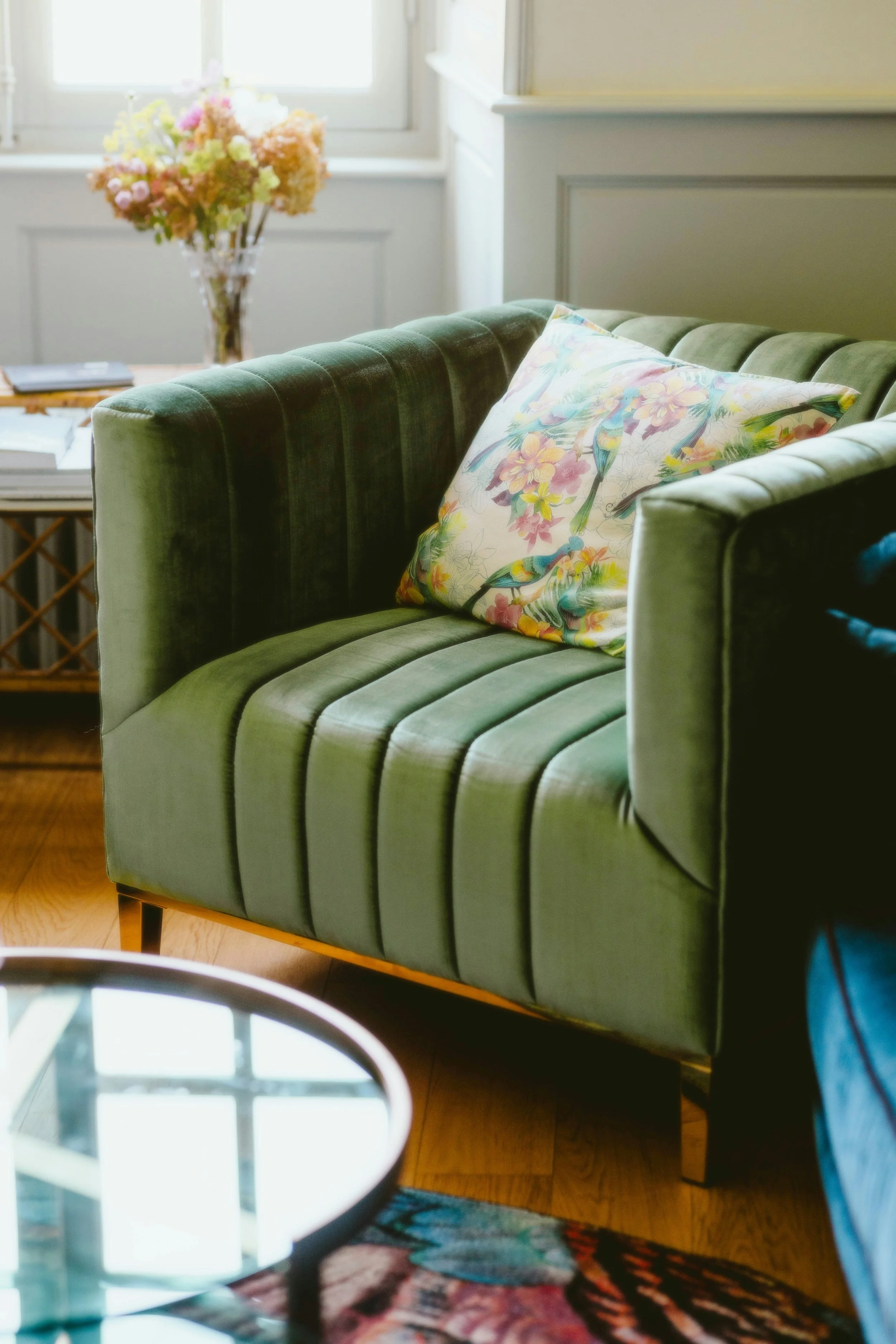 Green chair in counseling office