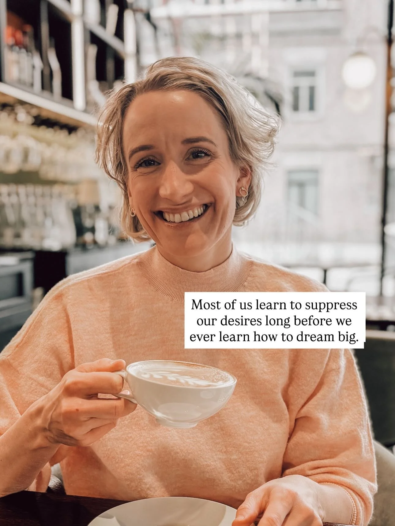 Most of us learn to suppress our desires
way before we ever learn how to dream big. 🤯❤️

We learn to be:
&bull; reasonable
&bull; likable
&bull; realistic
&bull; grateful for what we have

And slowly&hellip;
🔥 desire becomes something we explain, j