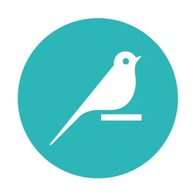 White bird icon inside a teal circle.