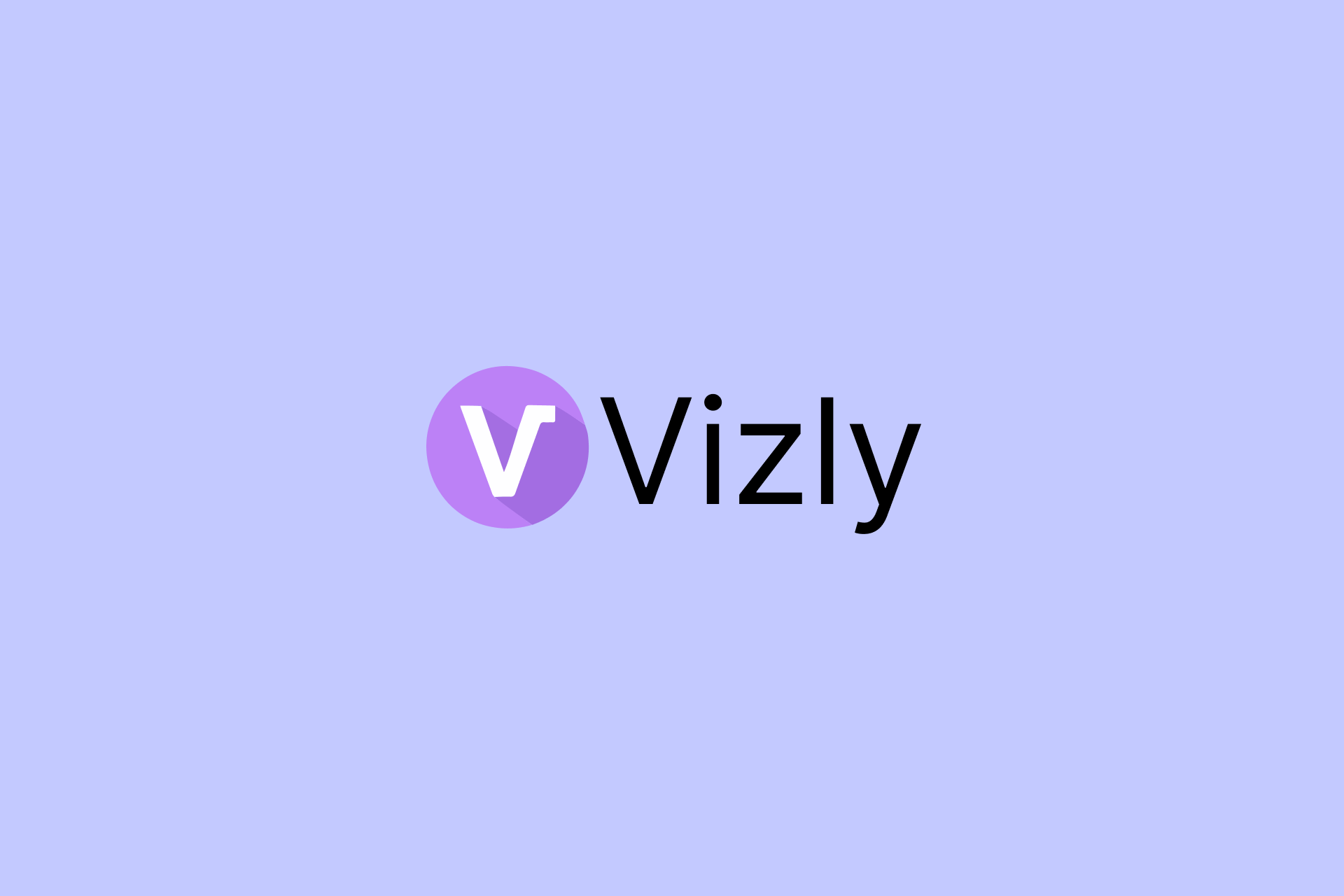 The logo of Vizly, featuring a purple circle with a white 'V' inside, and the word 'Vizly' written next to it on a light purple background.