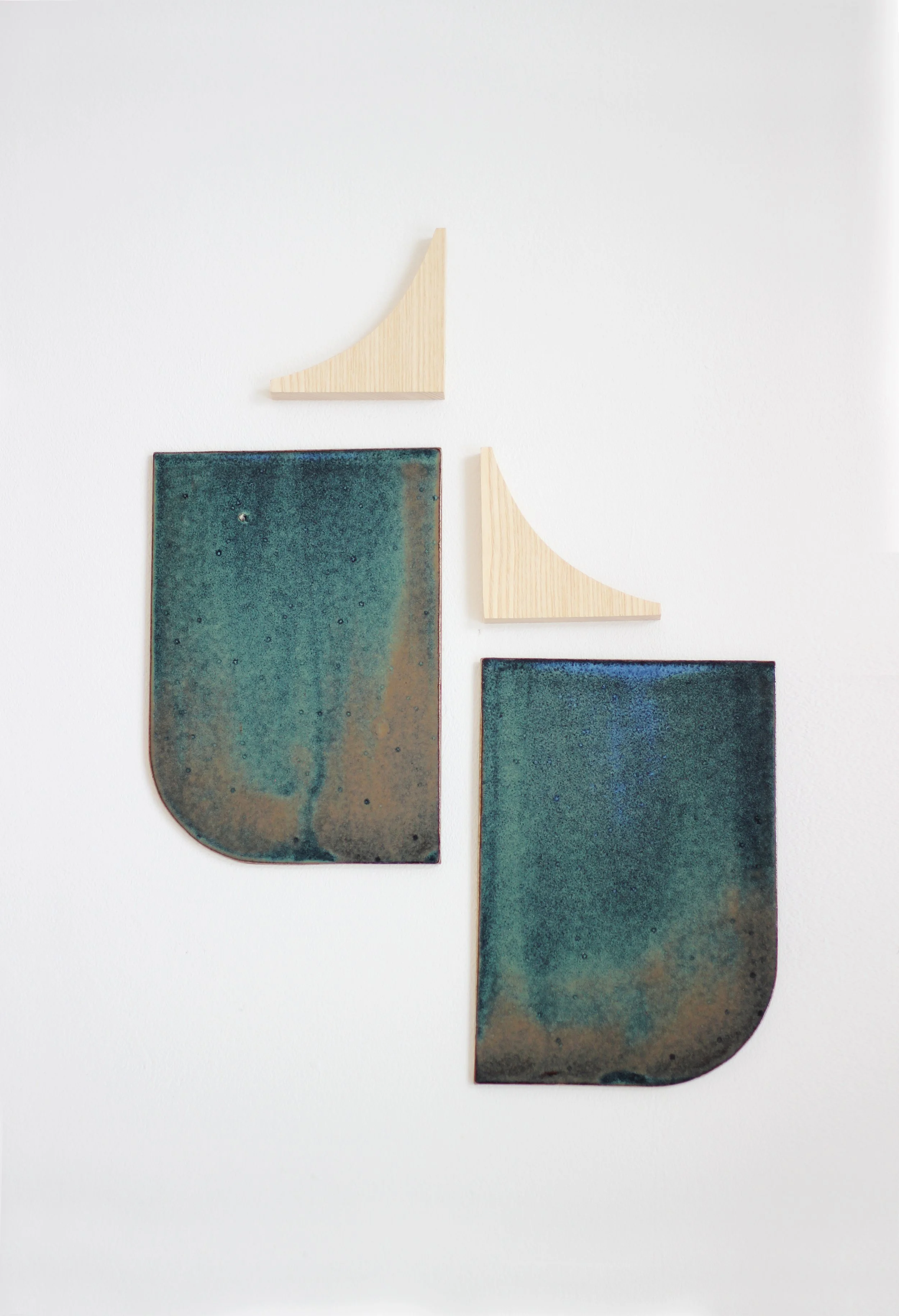 A wooden nightstand design with ceramic detailed