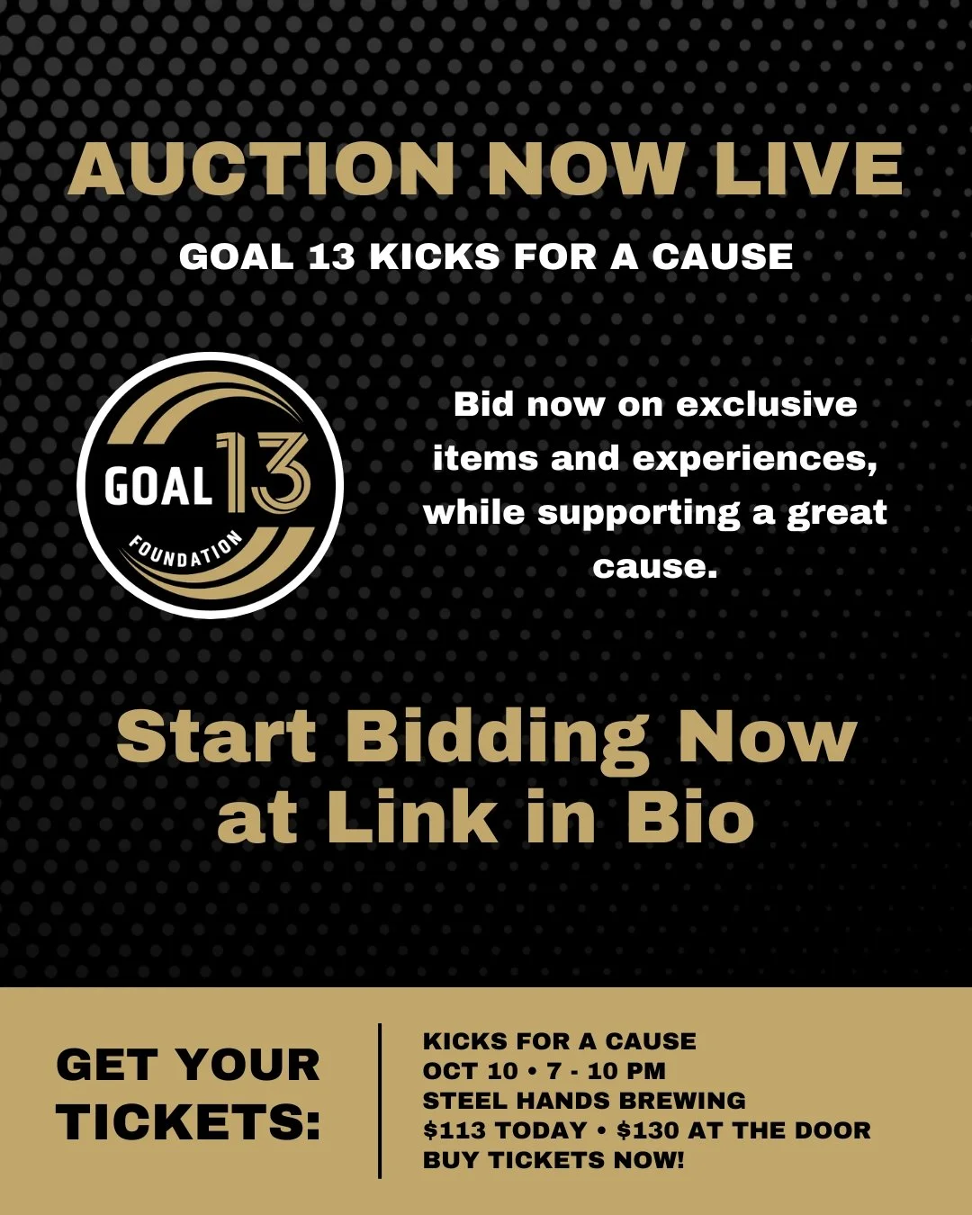 The auction is LIVE! 🎉
Bid on exclusive items and experiences—all while supporting Goal 13’s mission to empower student-athletes.
⭐ Start bidding now: link in bio
🎟 Buy Kicks for a Cause tickets: link in bio
#Goal13Foundation #KicksFo