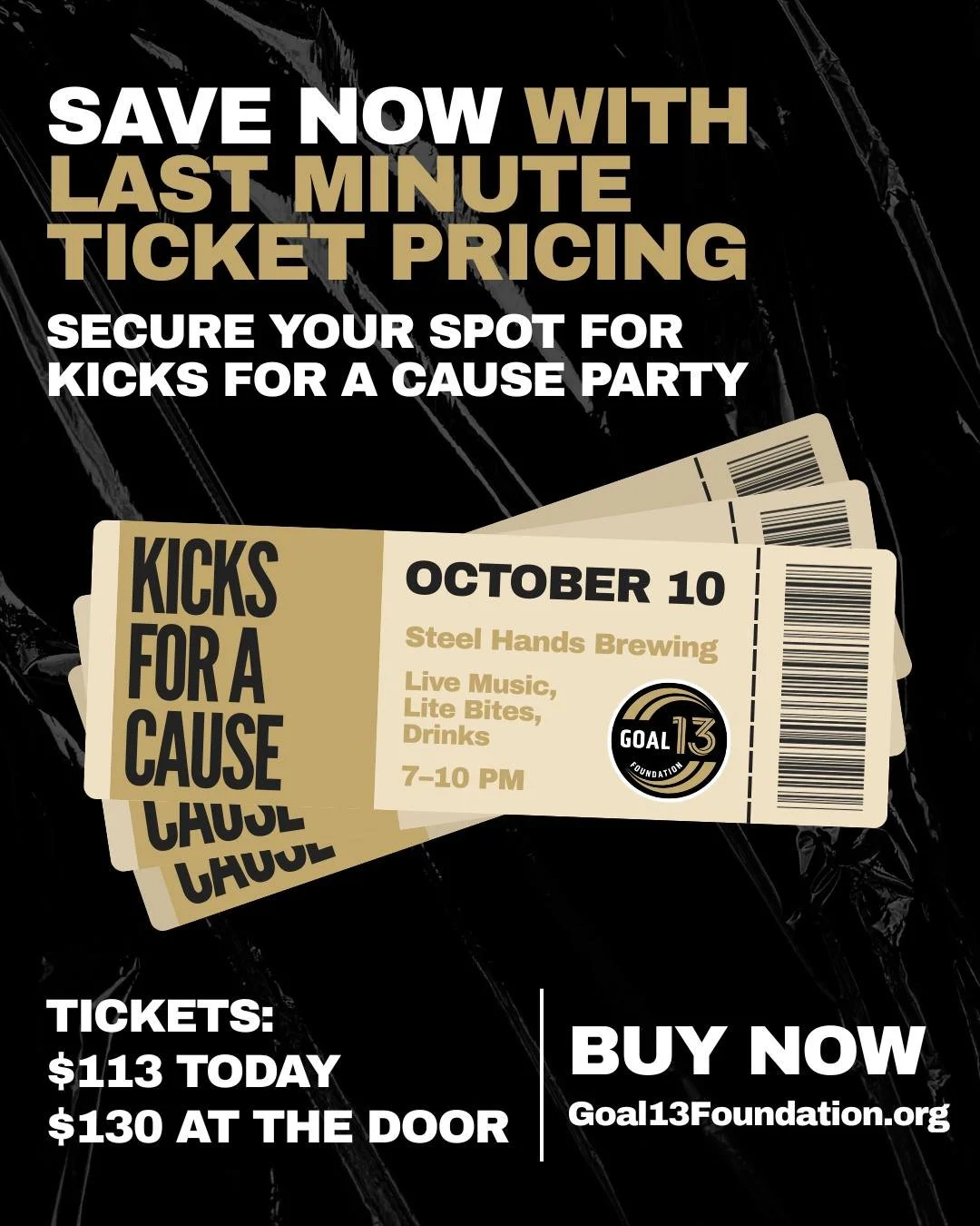 Save on tickets!
Kicks for a Cause is tomorrow night at Steel Hands Brewing.
Tickets are $113 today or $130 at the door &mdash; grab yours now and join us for a night of live music, light bites, and community impact!

🎟️ [link in bio]
👟 Friday, Oct