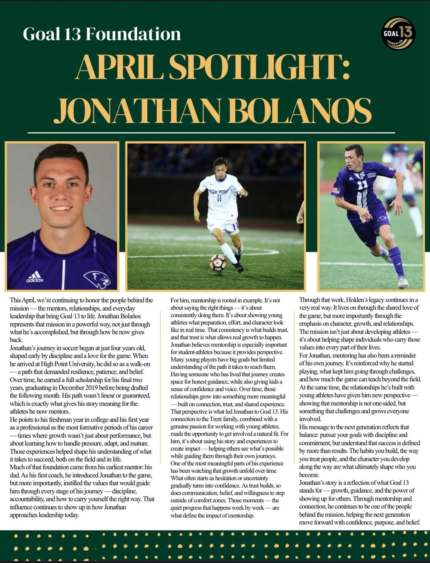 For Jonathan, Goal 13 is an opportunity to use his story, connect with the community, and make a real impact where it matters most.

#PurposeDriven #GiveBack #Goal13