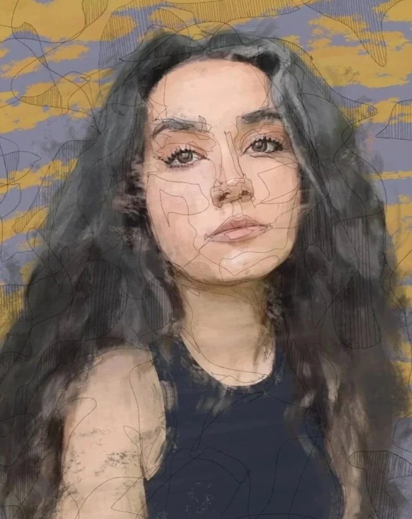a portrait of Maryam Tafreshi painted by herself