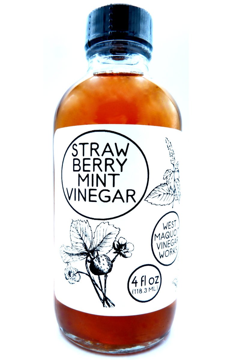 Strawberry Mint Vinegar – 4oz bottle, small-batch craft vinegar by West Maquoit Vinegar Works