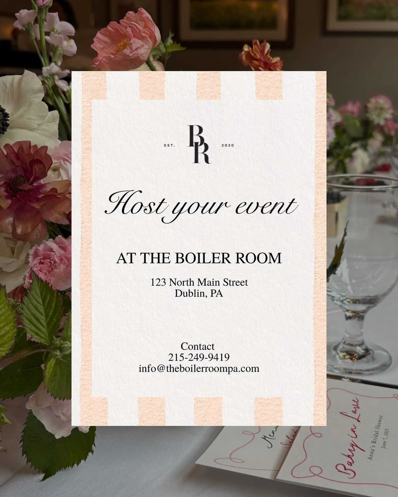 ✨ Looking to host a private event? ✨
Celebrate life’s special moments with us at The Boiler Room! From bridal showers + baby showers to baptisms and more! 🥂
Enjoy our lunch or brunch menu options, or inquire about a private evening buyout fo