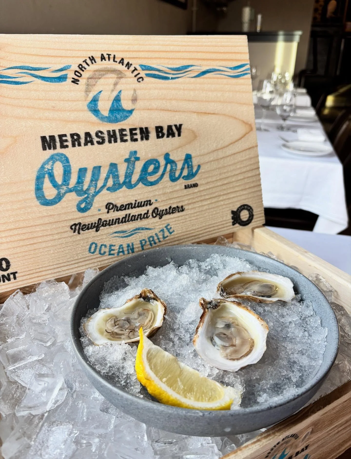Fresh from Newfoundland, Canada&hellip;
Merasheen Bay Oysters 🦪 

Grown in Atlantic Canada&rsquo;s coldest oyster growing region, Merasheen Bay oysters are a boutique cocktail oyster known for their unique taste, which is a combination of salinity a