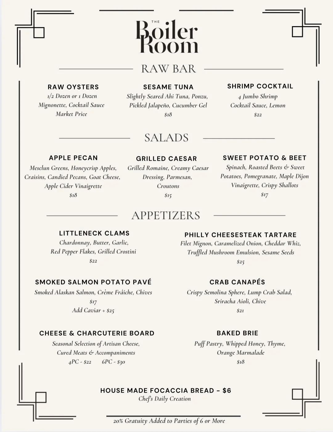 Check out our special Christmas Eve Menu! We still have some reservations available! 

Please note if you are reserving online and it says &ldquo;Bar,&rdquo; it is the actual seats at the bar where you will receive full dinner service. 

We are looki