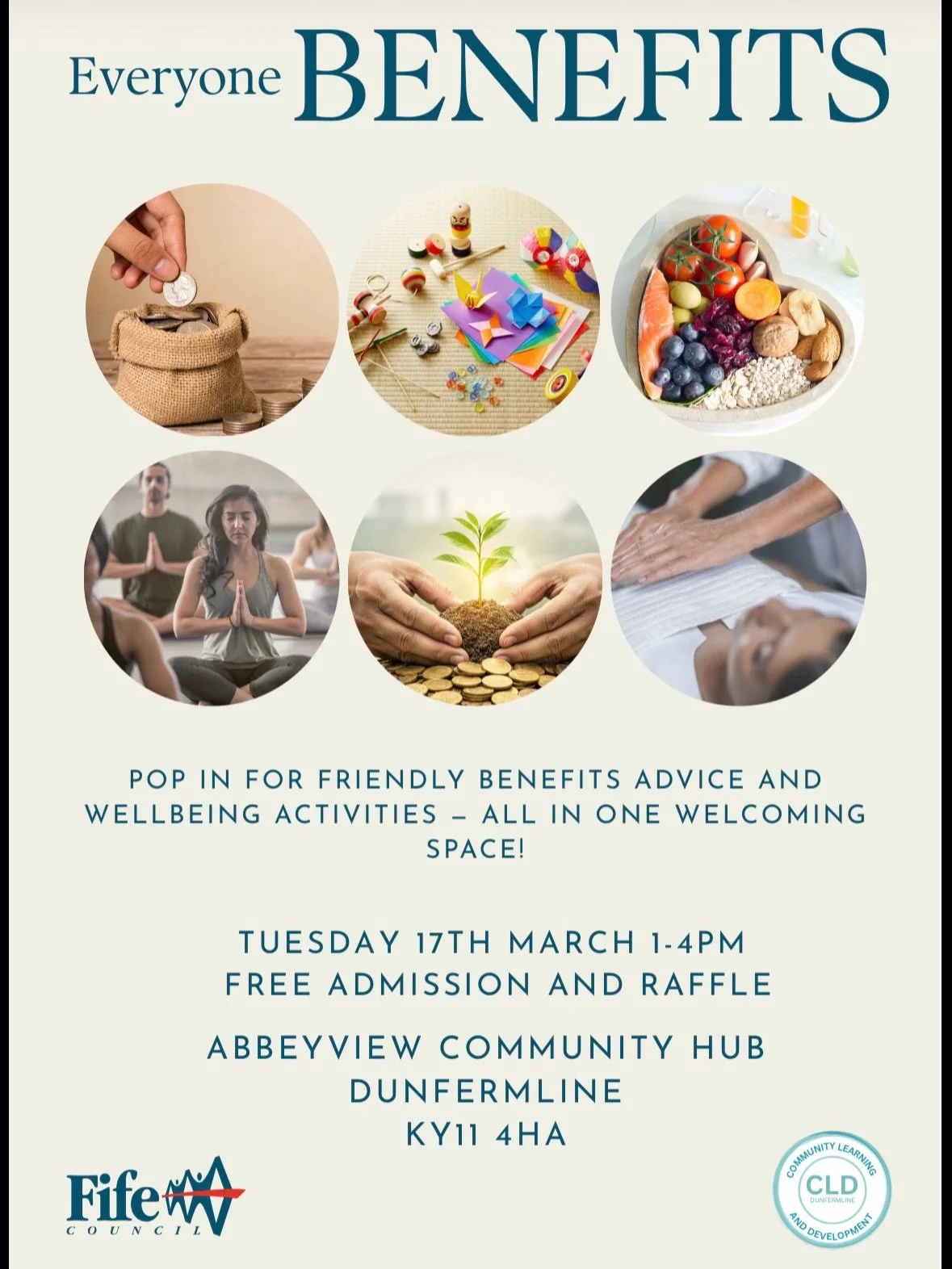 Really nice event at Abbeyview Community Hub, @commusefife 
Reiki, Yoga, Mindfulness, Jewellery making, arts etc&hellip;
You can find me here this afternoon 😉😁✨🙏🧡💙💛❤️🩵