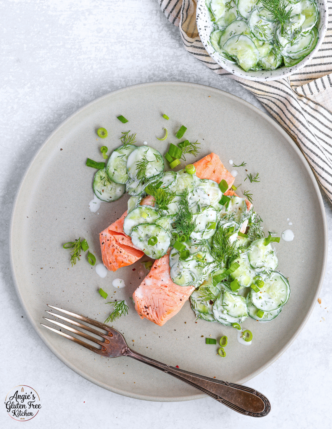 Poached Salmon with Cucumber Salad