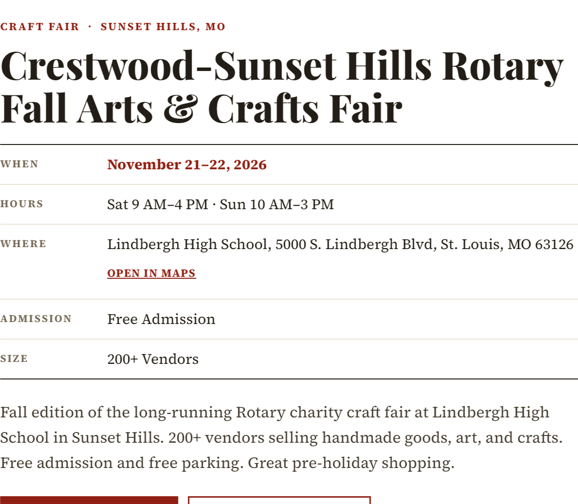Lindbergh High Craft Fair