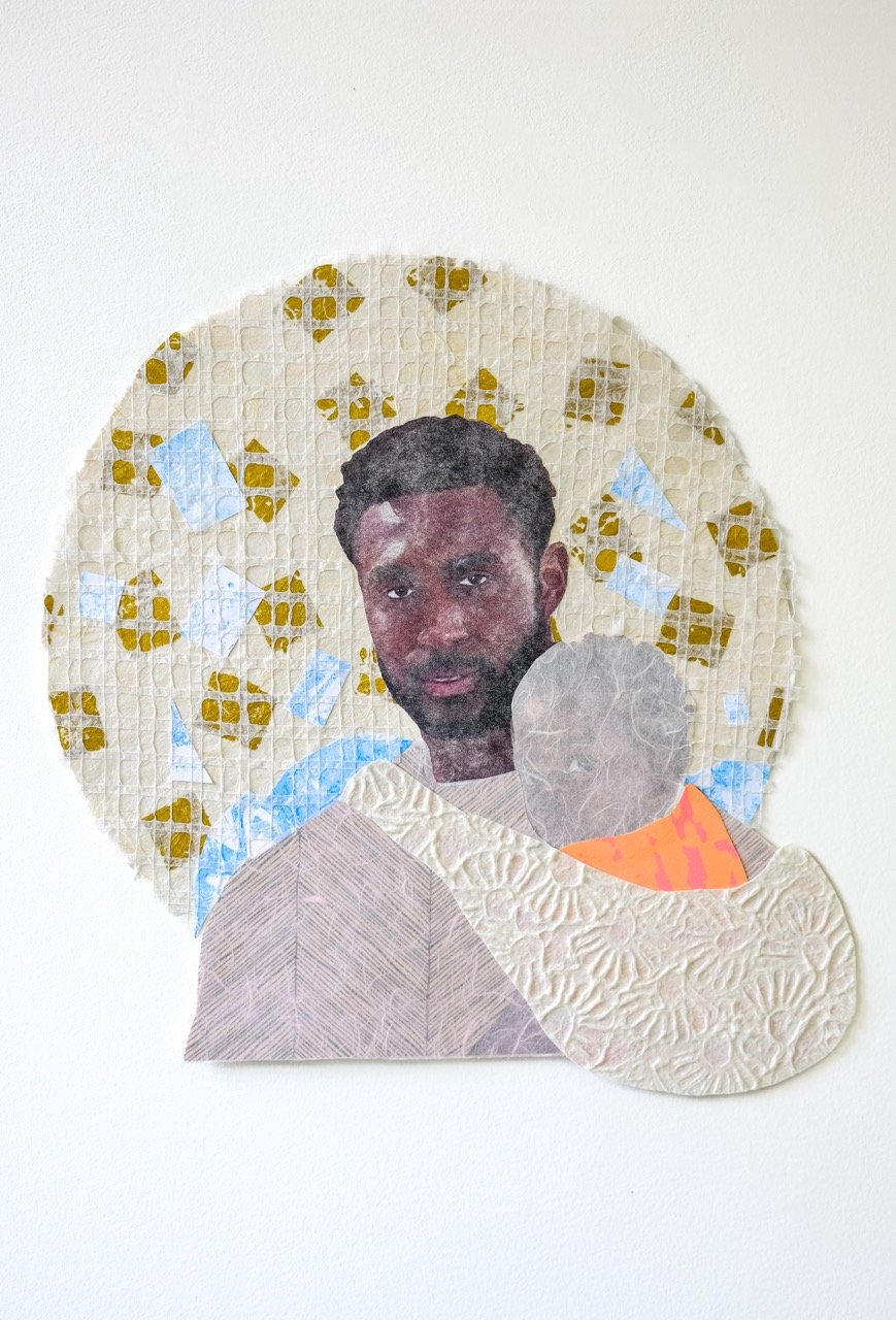 "Layne's Holdings", Transfer Print, Monotype, Screen Print, Collage on Handmade Pulp Paper, 17 in x 18 in, 2025