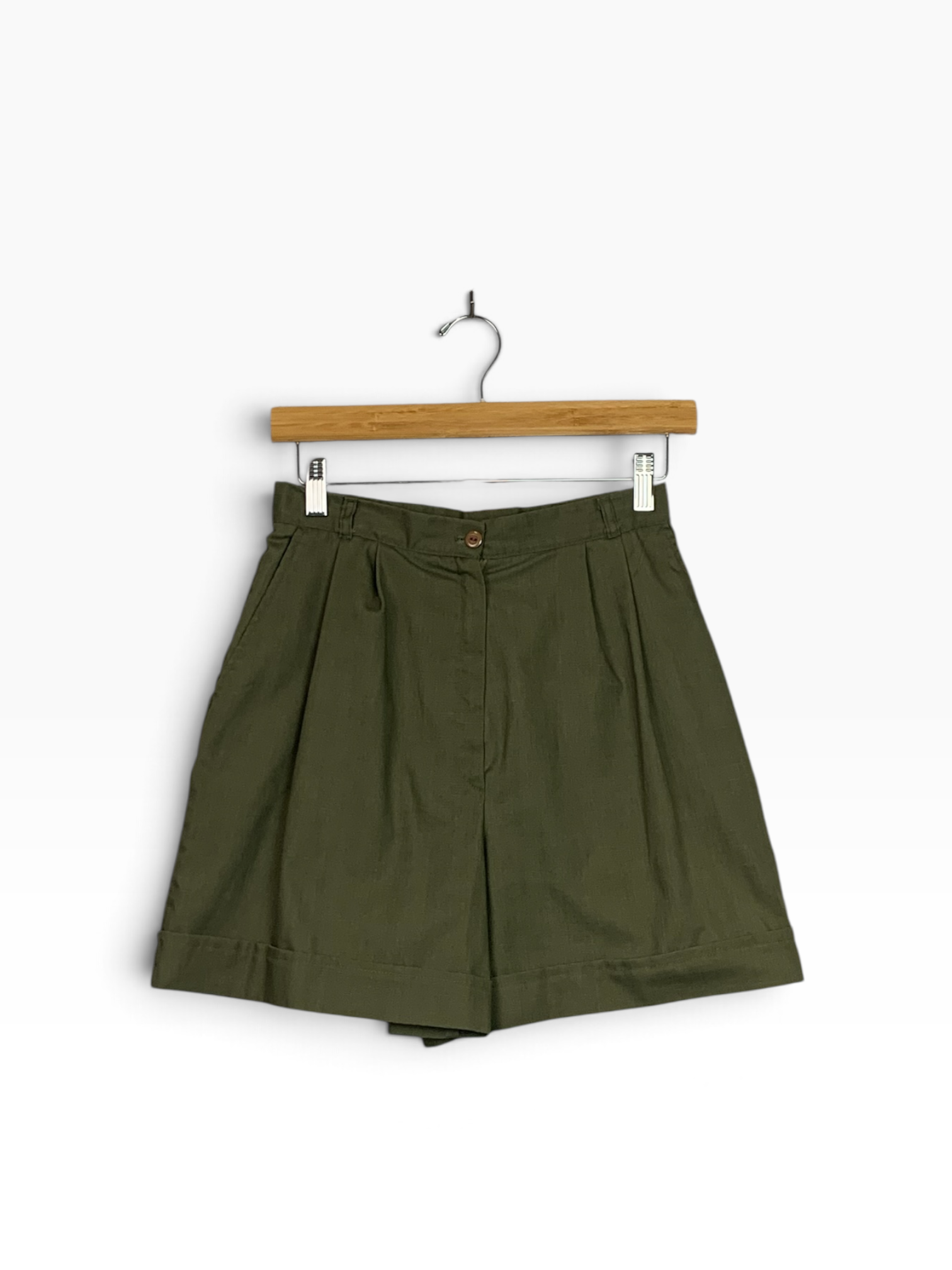 Olive Green High-Waisted Shorts