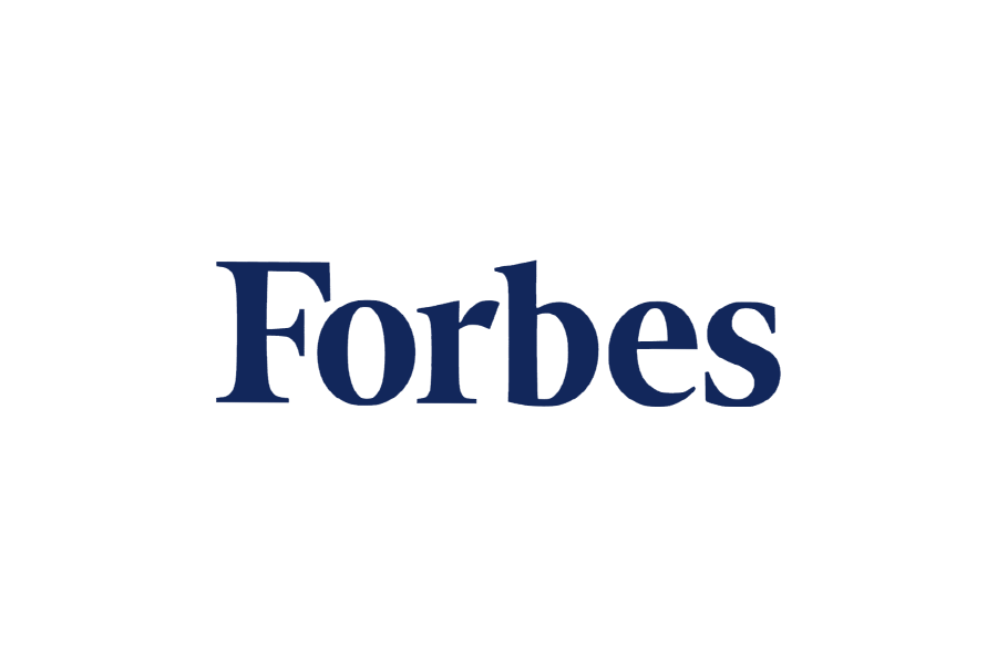 Forbes logo in dark blue letters on a white background.