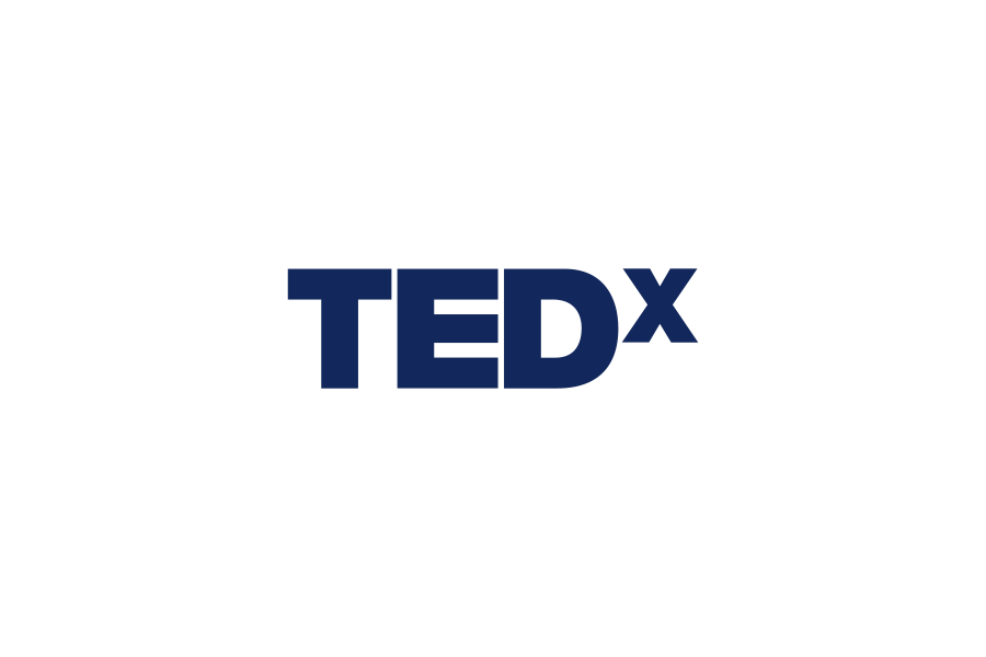 TEDx logo with black background and blue text