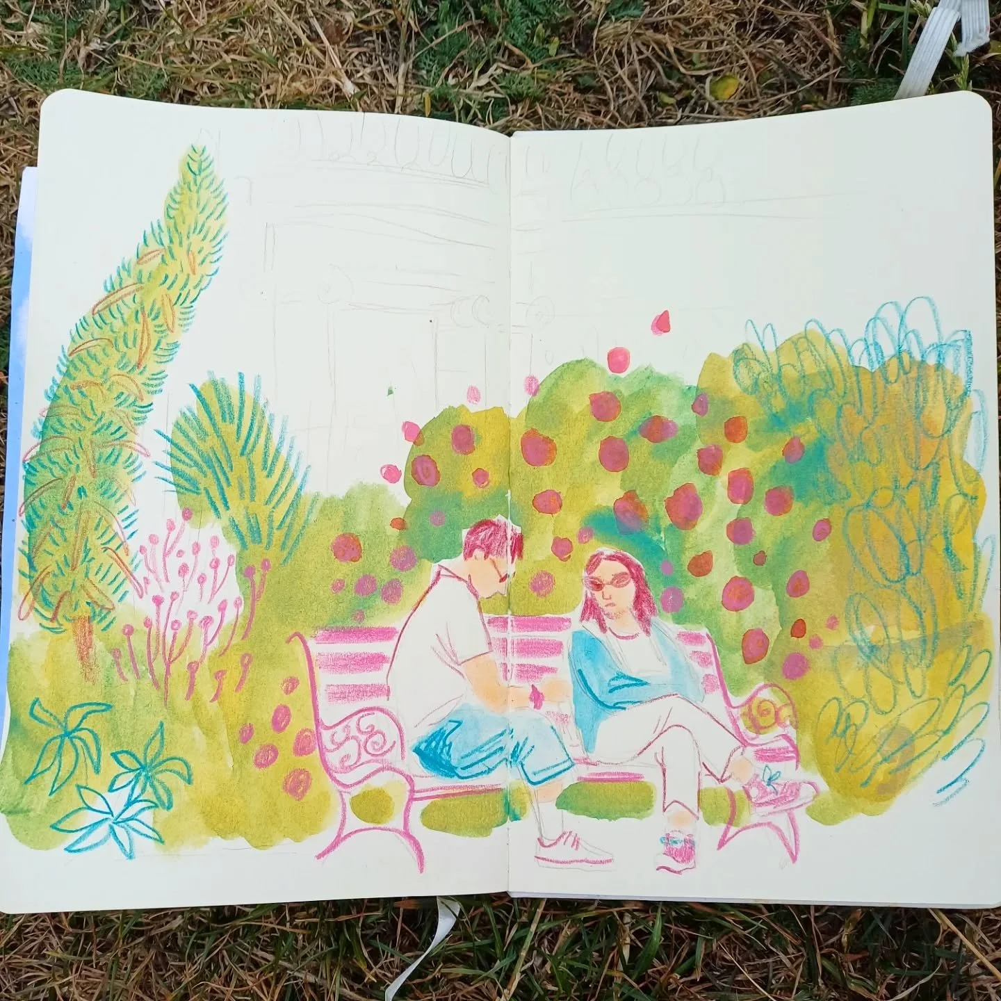 Practice makes progress. It's been a journey of attempts, fails and discovery to paint foliage. I'm starting to see bits I like more and more! Never thought I'd see the day!

I wasn't going to post this until I drew in the buildings behind but it sti