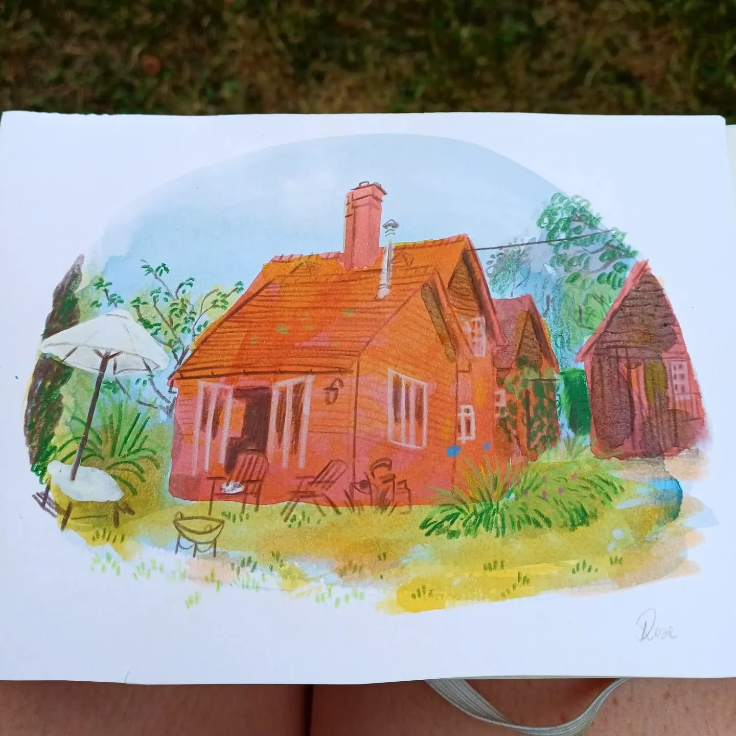A very special home housing my lovely auntie @pingharvey and her family. It's a warm and cosy magical place and I've always wanted to draw it, so my sketchbook came with me when we celebrated her birthday this weekend.

Happy birthday Auntie Ping! 💝