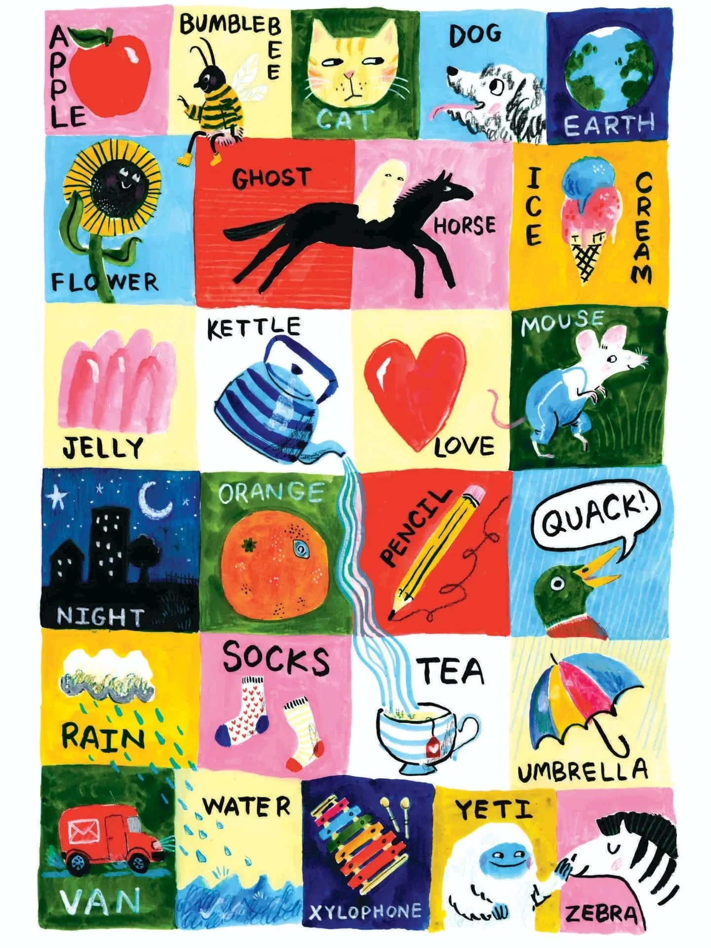 An alphabet poster for my bestie who's having a baby! We both agree we should make children's lives colourful 🌈 

I loved coming up with objects and characters that could spark imagination and conversation as the baby grows into a child. A great exe