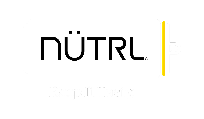 Logo with the word 'nüTRL' inside a stylized battery icon and the slogan 'Keep It Tasty.' underneath.