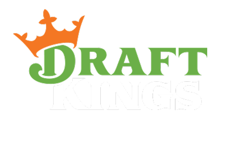 Logo for Draft Kings with the word 'DRAFT' in green, 'KINGS' in white, and an orange crown above the text.