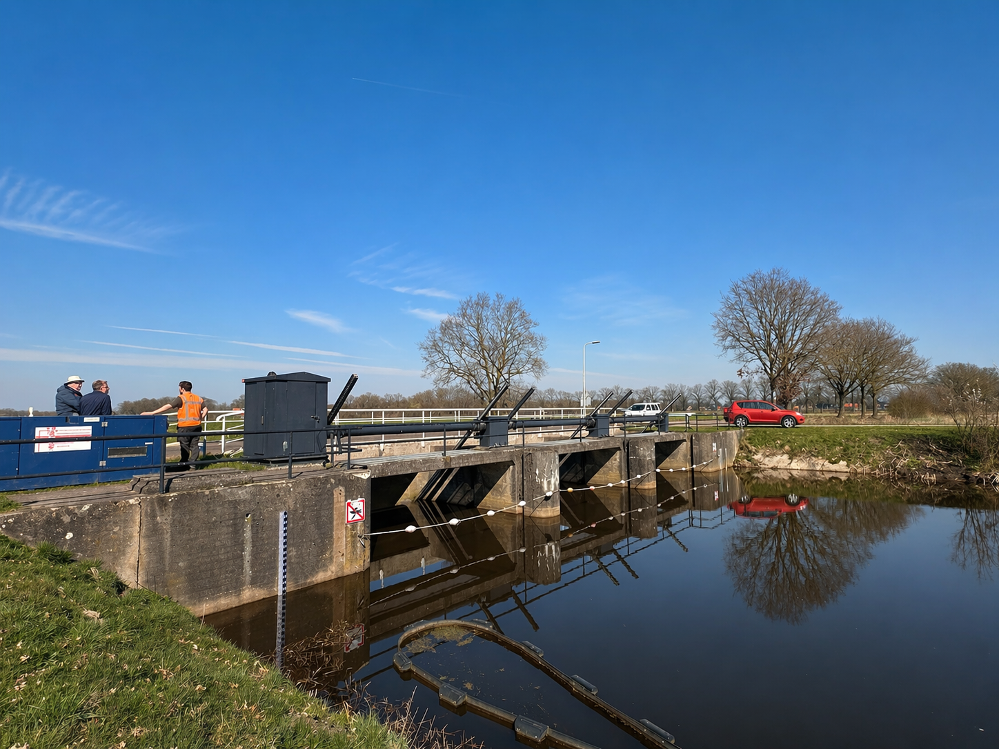Kunstwerk boven een watergang voor debietmeting