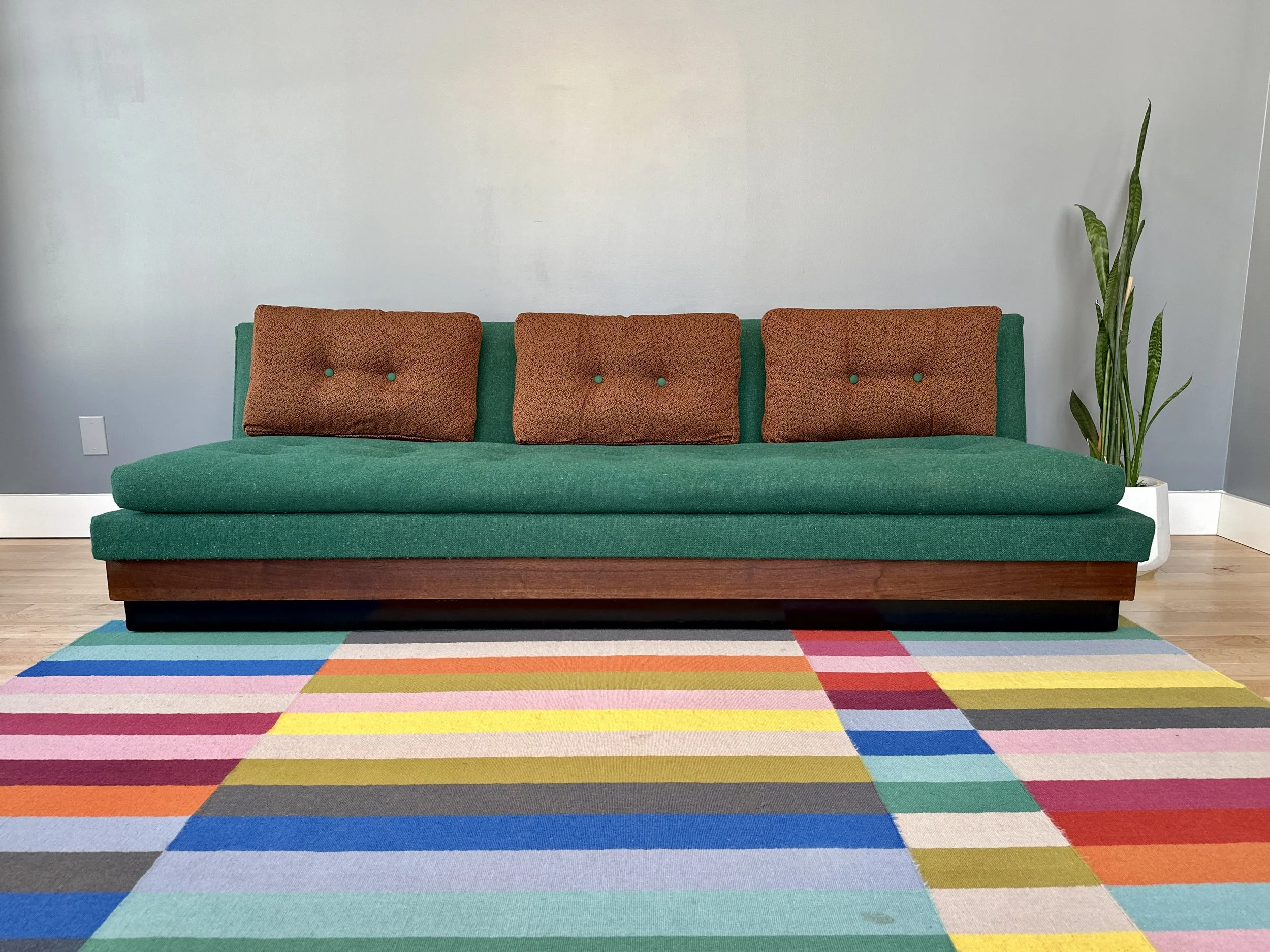 Emerald Green MCM Armless Platform Sofa by Adrian Pearsall