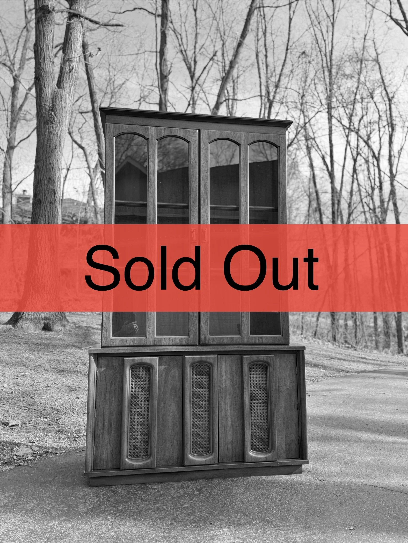 MCM China Hutch w/ Cane Accents