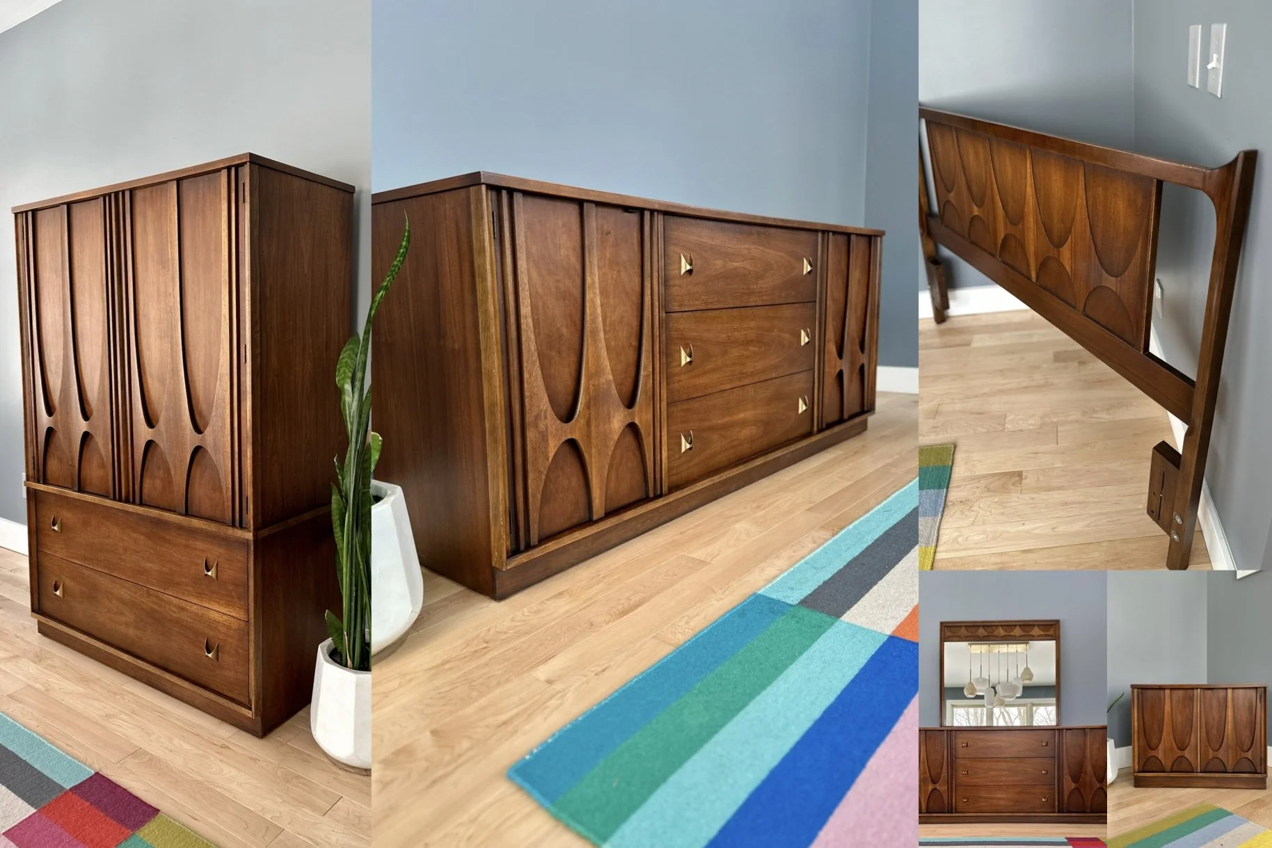 Broyhill Brasilia Queen MCM Bedroom Set