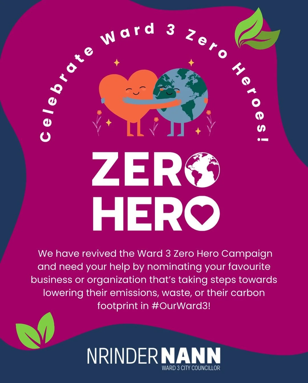 🌍 Calling all #OurWard3 climate champions! 🌍

Do you know a local business, community group, or organization that&rsquo;s nailing it when it comes to zero waste and zero emissions? Nominate them for the 2026 Ward 3 Zero Hero Awards!

We&rsquo;re ce