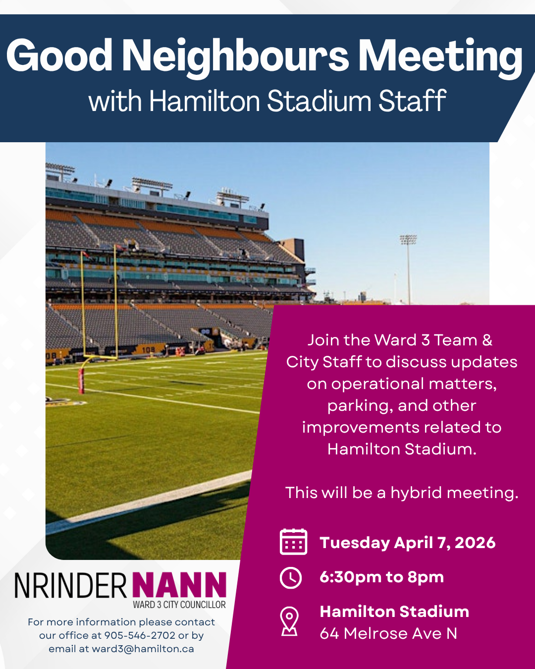 Good Neighbors Meeting with Hamilton Stadium Staff 
