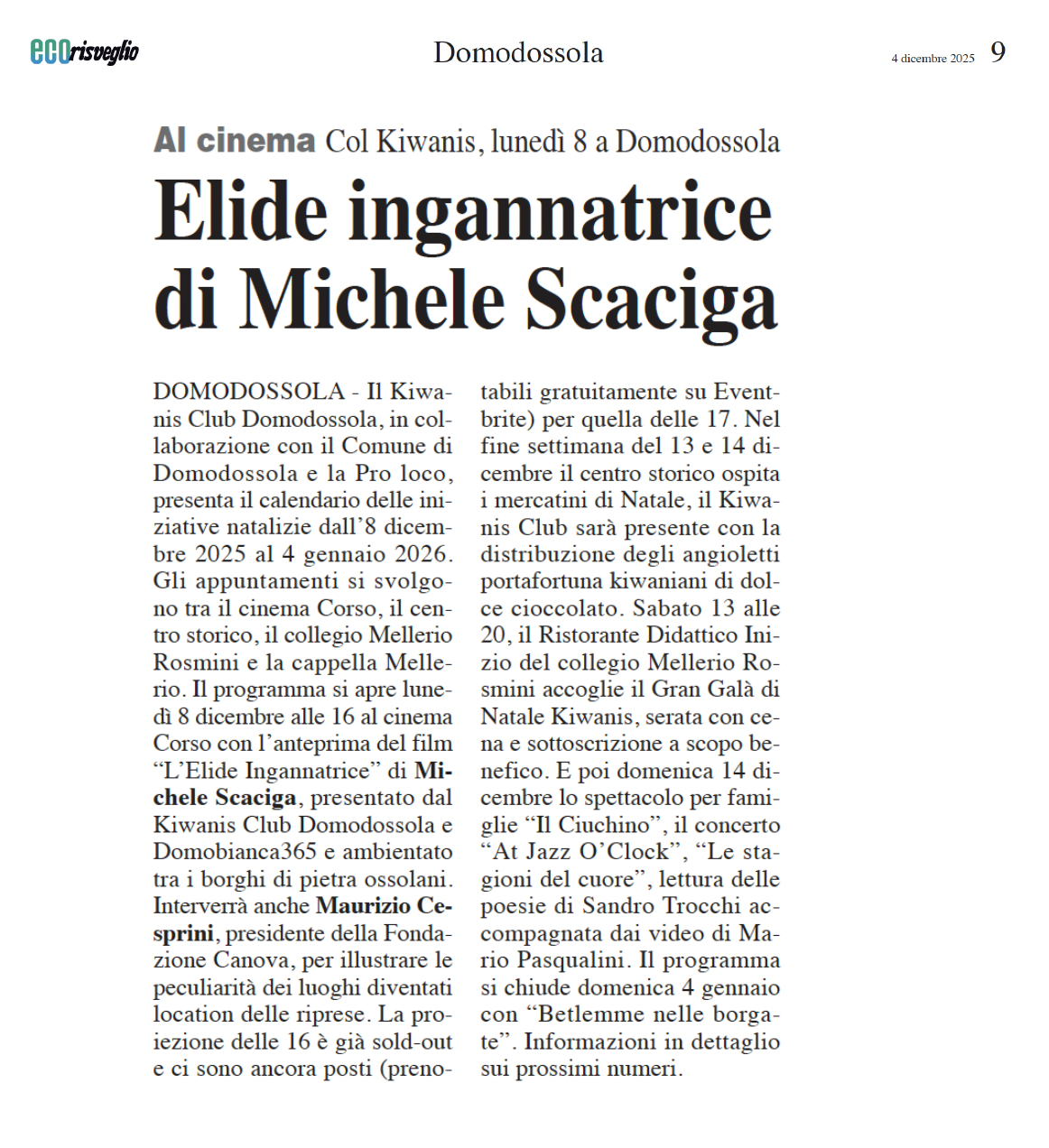 Eco Risveglio - 4 dicembre 2025