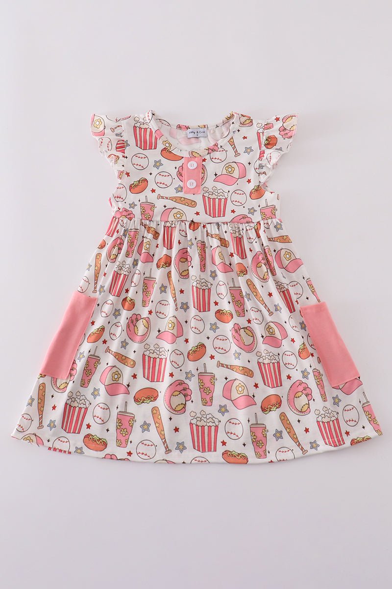 Pink baseball print dress