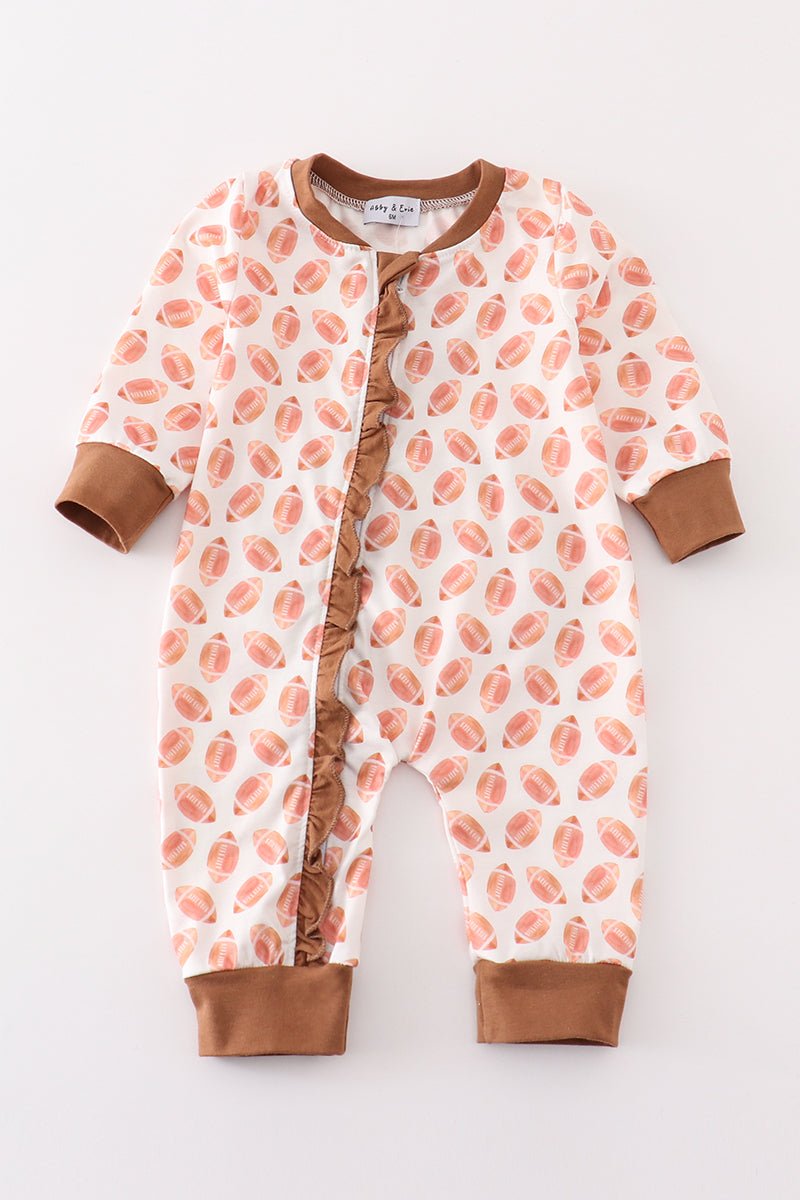 Football Game Day Embroidered Girl's Romper