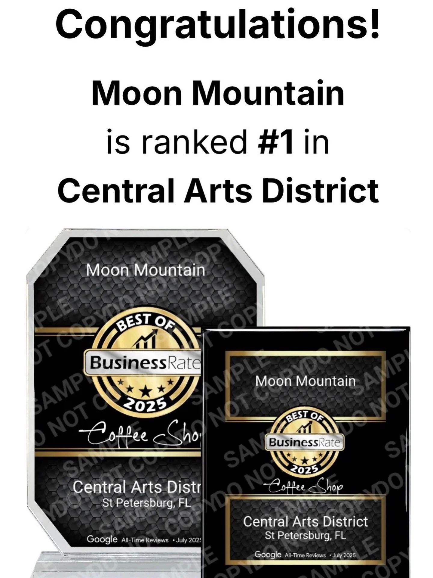 ✨ WE DID IT! ✨
Moon Mountain is officially ranked #1 Coffee Shop in the Central Arts District 🏆 We are so grateful for our amazing community, every review, and every cup shared. This one&rsquo;s for YOU 🤍☕️ #downtownstpete #dtsp #coffee #coffeeshop