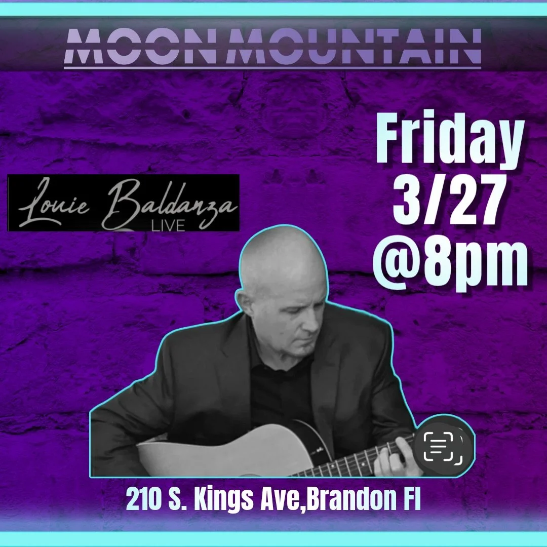 Friday nights are better with live music 🎸
Louie Baldanza LIVE at Moon Mountain
📅 March 27 | ⏰ 8PM
📍 210 S. Kings Ave, Brandon
Bring your friends, grab a drink, and kick off the weekend with us!

#livemusic #tampamusic #fridaynights #tampabay #bra