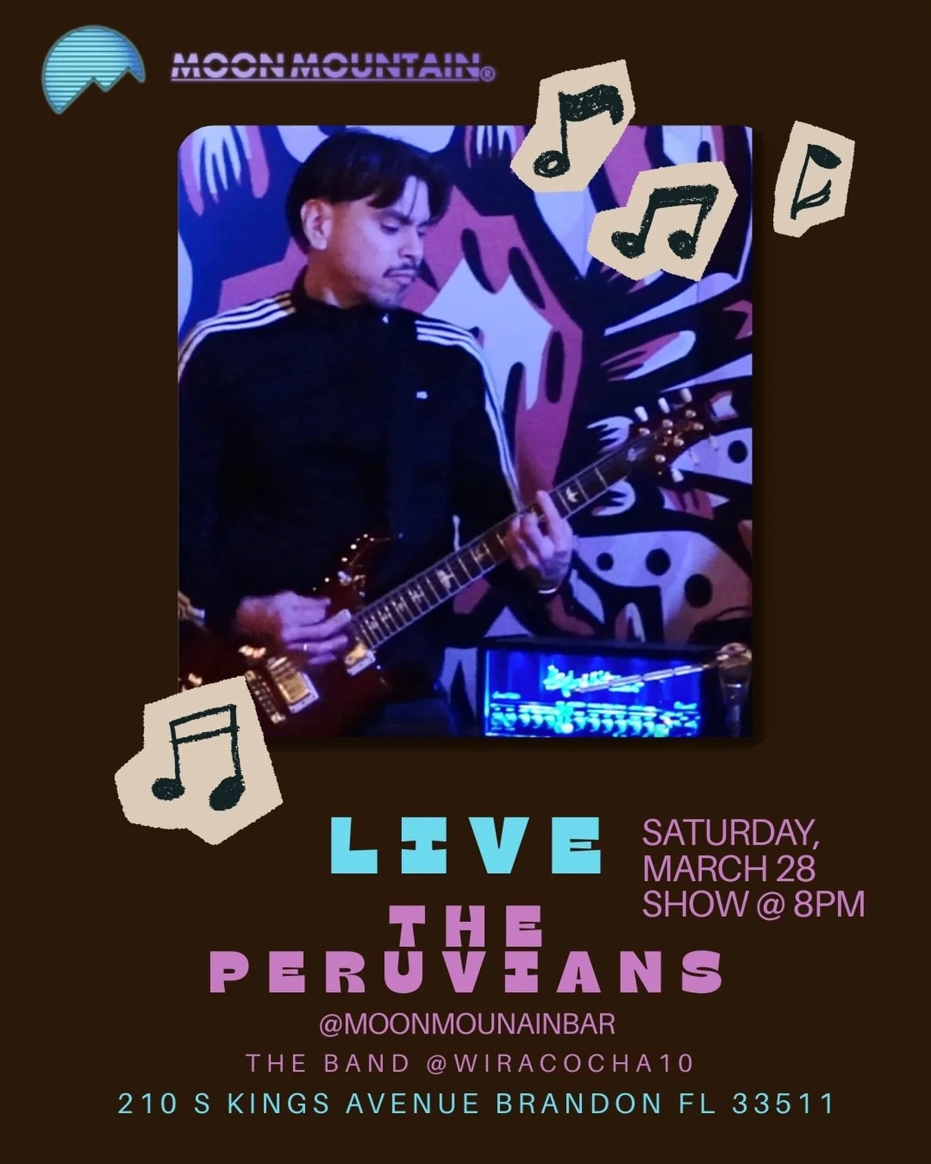 Saturday night = LIVE MUSIC 🎶
Join us at Moon Mountain as The Peruvians hit the stage at 8PM! Expect great vibes, great drinks, and a great crowd.
📍210 S Kings Ave, Brandon
See you there!

#livemusic #saturdayvibes #tampabay #brandonfl #drinklocal