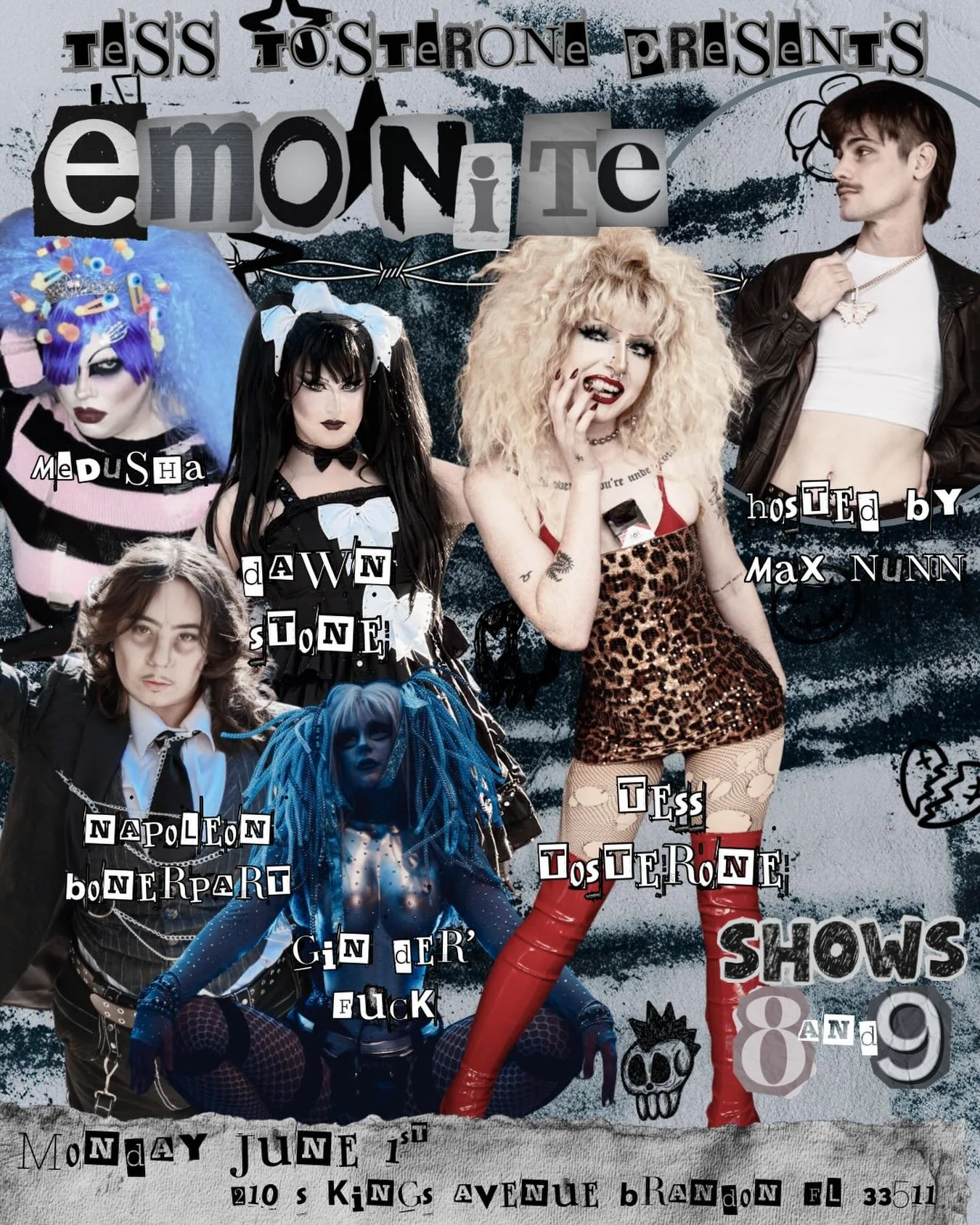 Since everyone showed out and partied it up for the first one, LETS RUN IT BACK!!!! Come hang out with Floridas saddest queens, throw some cash, have some fun !! See you there!

🖤EMO NITE DRAG- MONDAY 6/1 8&amp;9pm
