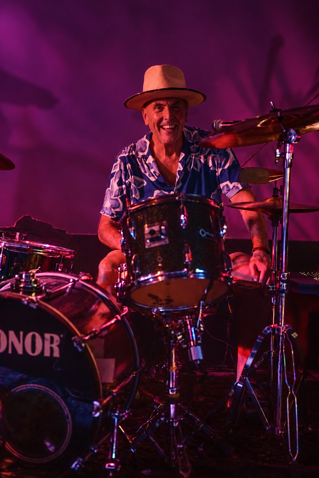 Mallett playing drums with Rotten Hill Gang