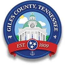 Giles County Tennessee seal with courthouse on it