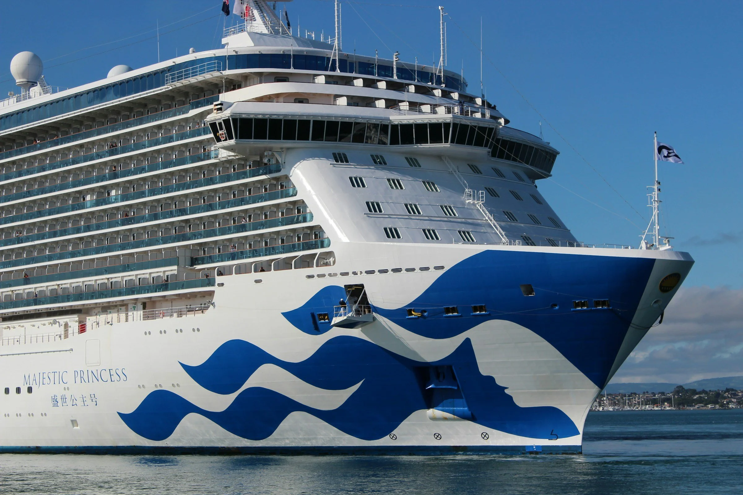 Majestic Princess cruise ship visiting Scotland, promoting 2027 shore excursions from Greenock, Inverness and Edinburgh with Shore Excursion Scotland.