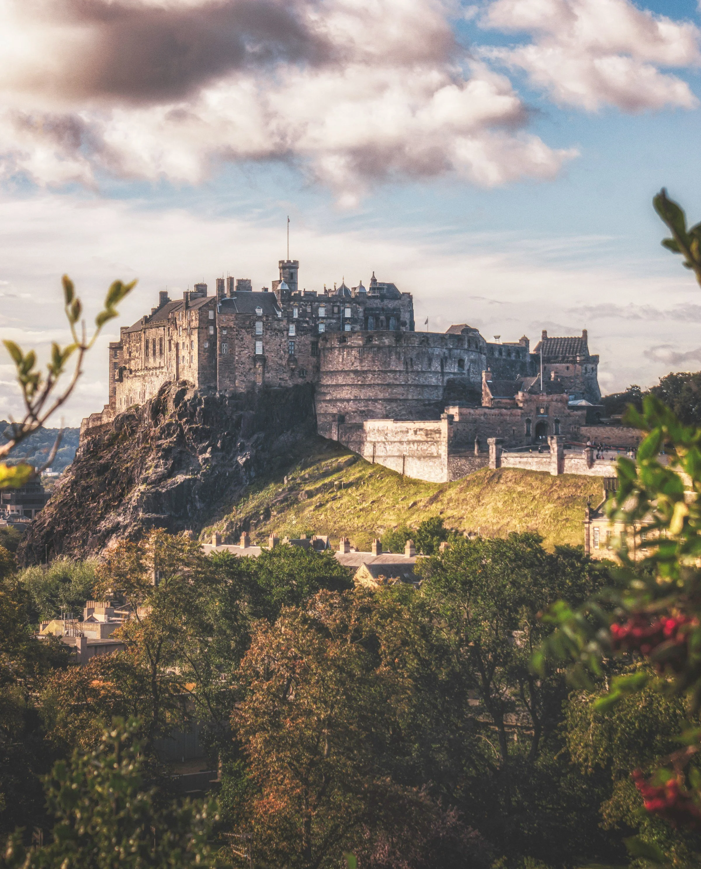Edinburgh Castle overlooking the city from historic Castle Rock