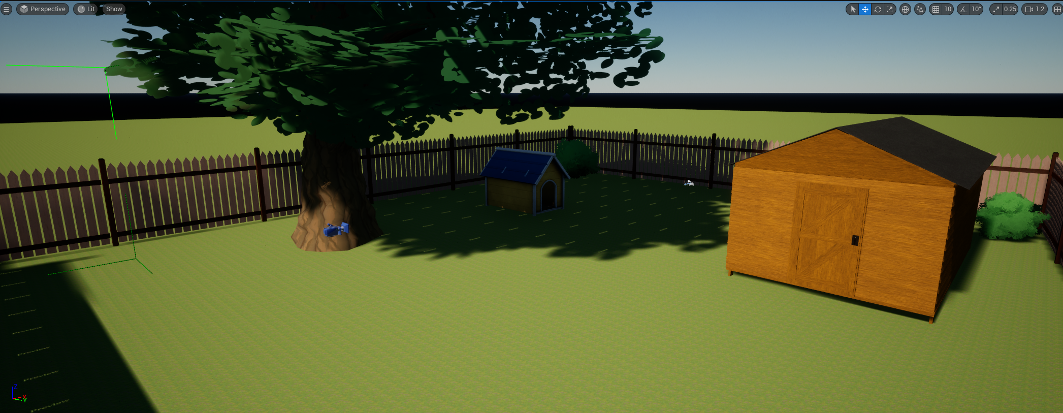 Overview of early build of the tutorial map.